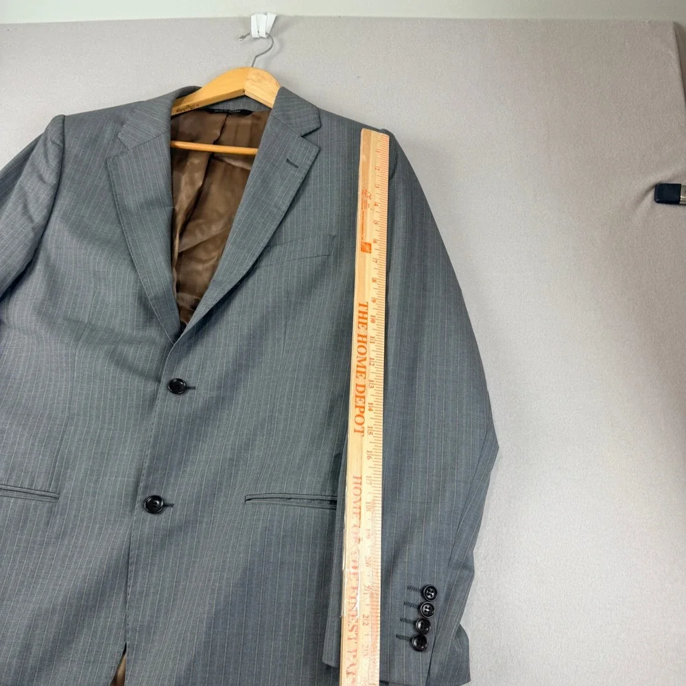 Sarar Platinum Grey Pinstripe Blazer Vitale Barberis Canonico Super 120 Wool 42R